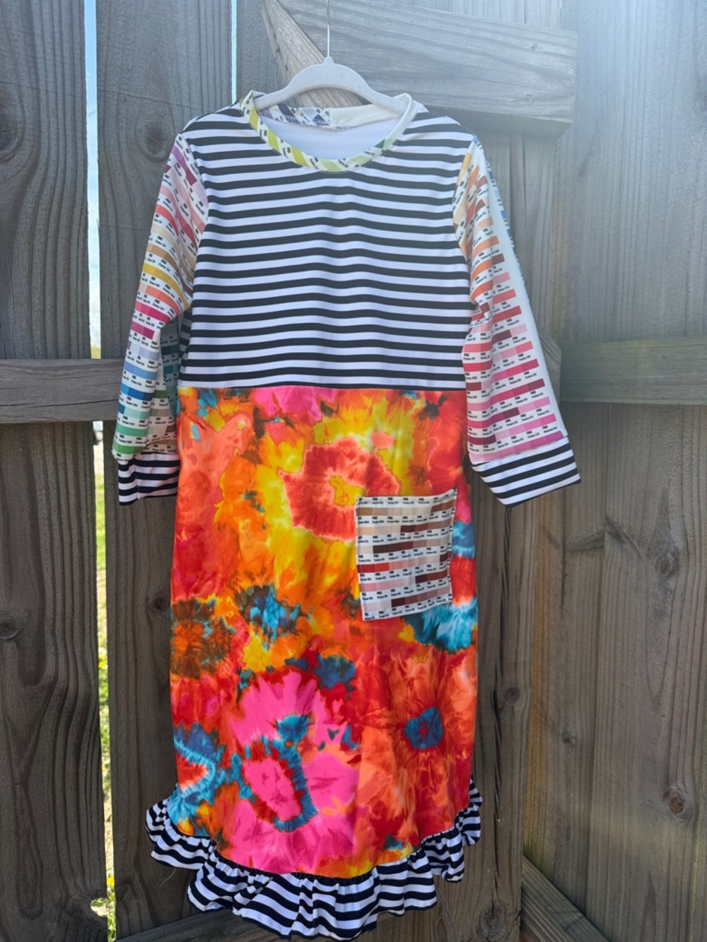 Girls - Swim Dress - Tie-Dye & Stripe